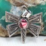 Red Rose Dahlia Turquoise 1.5" 925 Sterling Silver Dragonfly Pendant (RSB2-198)