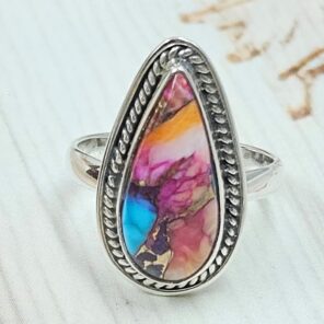 Pink Dahlia Turquoise Size US 6 925 Sterling Silver Ring (RS24-125)