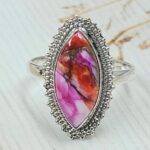 Pink Dahlia Turquoise Size US 9 925 Sterling Silver Ring (RS24-127)