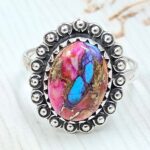 Pink Dahlia Turquoise Size US 9 925 Sterling Silver Ring (RS24-133)