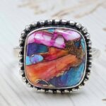 Pink Dahlia Turquoise Size US 10 925 Sterling Silver Ring (RS24-135)