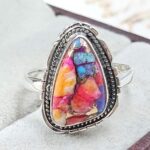 Pink Dahlia Turquoise Size US 8 925 Sterling Silver Ring (RS24-136)