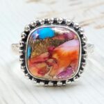 Pink Dahlia Turquoise Size US 8 925 Sterling Silver Ring (RS24-139)