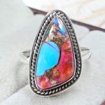 Pink Dahlia Turquoise Size US 7 925 Sterling Silver Ring (RS24-142)