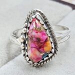Pink Dahlia Turquoise Size US 6 925 Sterling Silver Ring (RS24-143)