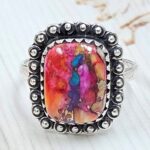 Pink Dahlia Turquoise Size US 10 925 Sterling Silver Ring (RS24-145)