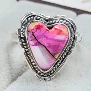 Pink Dahlia Turquoise Size US 6 925 Sterling Silver Ring (RS24-146)