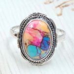 Pink Dahlia Turquoise Size US 9 925 Sterling Silver Ring (RS24-147)