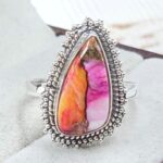 Pink Dahlia Turquoise Size US 7 925 Sterling Silver Ring (RS24-148)