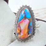 Pink Dahlia Turquoise Size US 7 925 Sterling Silver Ring (RS24-149)