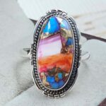 Pink Dahlia Turquoise Size US 8 925 Sterling Silver Ring (RS24-150)