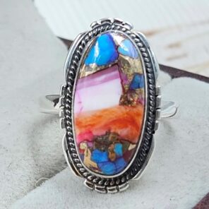 Pink Dahlia Turquoise Size US 8 925 Sterling Silver Ring (RS24-150)