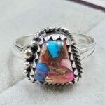 Pink Dahlia Turquoise Size US 6 925 Sterling Silver Ring (RS24-151)