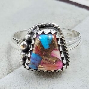 Pink Dahlia Turquoise Size US 6 925 Sterling Silver Ring (RS24-151)