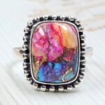 Pink Dahlia Turquoise Size US 7 925 Sterling Silver Ring (RS24-152)