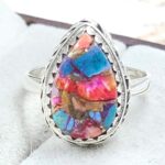 Pink Dahlia Turquoise Size US 8 925 Sterling Silver Ring (RS24-153)