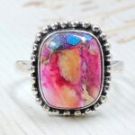 Pink Dahlia Turquoise Size US 8 925 Sterling Silver Ring (RS24-155)