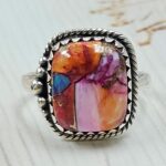 Pink Dahlia Turquoise Size US 8 925 Sterling Silver Ring (RS24-156)
