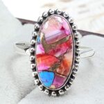 Pink Dahlia Turquoise Size US 10 925 Sterling Silver Ring (RS24-159)