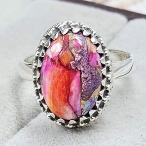 Pink Dahlia Turquoise Size US 6 925 Sterling Silver Ring (RS24-161)