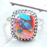 Pink Dahlia Turquoise Size US 10 925 Sterling Silver Ring (RS24-163)
