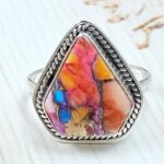 Pink Dahlia Turquoise Size US 8 925 Sterling Silver Ring (RS24-164)