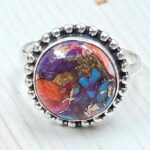 Pink Dahlia Turquoise Size US 7 925 Sterling Silver Ring (RS24-166)