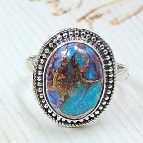 Pink Dahlia Turquoise Size US 7 925 Sterling Silver Ring (RS24-167)