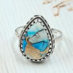 Ice Blue Dahlia Turquoise Size US 7 925 Sterling Silver Ring (REXT115-123)