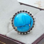 Ice Blue Dahlia Turquoise Size US 8 925 Sterling Silver Ring (REXT115-136)