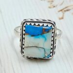 Ice Blue Dahlia Turquoise Size US 8 925 Sterling Silver Ring (REXT115-147)
