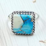 Ice Blue Dahlia Turquoise Size US 8 925 Sterling Silver Ring (REXT115-148)