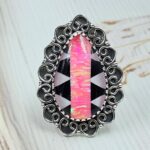 Aurora Opal Checkerboard Size US 9 925 Sterling Silver Ring (REXT16-71)