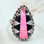 Aurora Opal Checkerboard Adjustable 925 Sterling Silver Ring (REXT16-73)