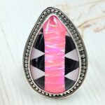 Aurora Opal Checkerboard Size US 8 925 Sterling Silver Ring (REXT16-77)