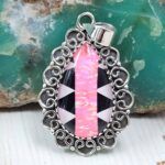 Aurora Opal Checkerboard 1.5" 925 Sterling Silver Pendant (REXT16-96)