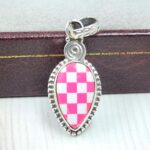 Pink Checkerboard 1" 925 Sterling Silver Pendant (REXT115-170)