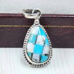 White Buffalo Mohave Turquoise 1" 925 Sterling Silver Pendant (REXT115-189)