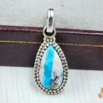 White Buffalo Mohave Turquoise 0.75" 925 Sterling Silver Pendant (REXT115-197)