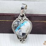 White Buffalo Mohave Turquoise 0.75" 925 Sterling Silver Pendant (REXT115-198)