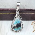White Buffalo Mohave Turquoise 1" 925 Sterling Silver Pendant (REXT115-203)