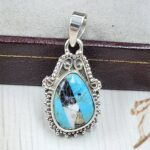 White Buffalo Mohave Turquoise 1" 925 Sterling Silver Pendant (REXT115-204)