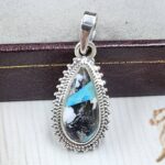 White Buffalo Mohave Turquoise 1" 925 Sterling Silver Pendant (REXT115-205)
