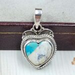 White Buffalo Mohave Turquoise 0.75" 925 Sterling Silver Pendant (REXT115-207)