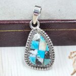 White Buffalo Mohave Turquoise 1" 925 Sterling Silver Pendant (REXT115-208)