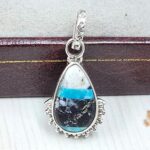 White Buffalo Mohave Turquoise 0.75" 925 Sterling Silver Pendant (REXT115-211)