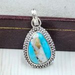 White Buffalo Mohave Turquoise 0.75" 925 Sterling Silver Pendant (REXT115-214)