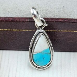 White Buffalo Mohave Turquoise 0.75" 925 Sterling Silver Pendant (REXT115-215)