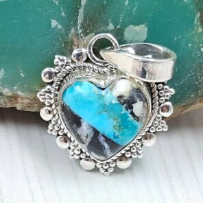 White Buffalo Mohave Turquoise 0.75" 925 Sterling Silver Pendant (REXT115-217)