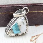 White Buffalo Mohave Turquoise 0.75" 925 Sterling Silver Pendant (REXT115-218)